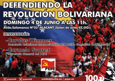 Acto internacional 4 de junio en Alacant: Defendiendo la revolución bolivariana
