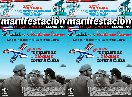 Miercoles 26 de Julio 20.00hs Manifestación Atocha – Sol en solidaridad con la Revolución Cubana