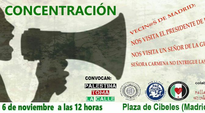 Lunes 6 de noviembre a las 12 horas. PALESTINA TOMA LA CALLE.